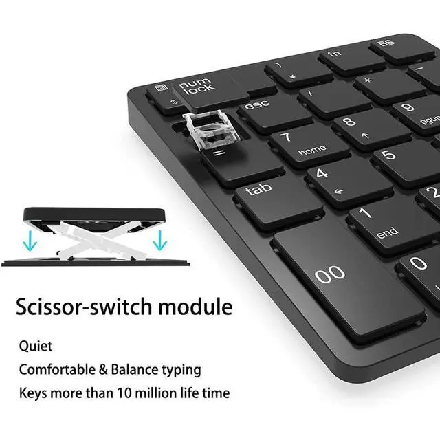 Alt view image 3 of 3 - Wireless Numeric Keypad 26 Keys Portable 2.4GHz Number Pad for Financial Accounting & Data Entry, Rechargeable, Compatible with Windows PC/Laptop - black