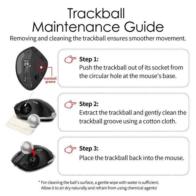 Alt view image 4 of 7 - Wireless Bluetooth Trackball Mouse 2.4G + Bluetooth Dual Mode, Rechargeable, RGB Lighting, 3 Devices Connection, Ergonomic Rollerball Mouse - black