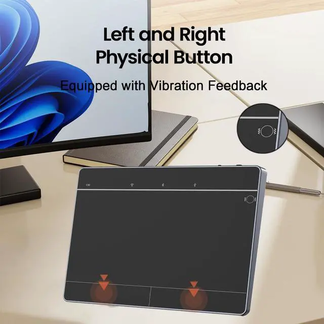 Alt view image 6 of 7 - Wireless & Wired Touchpad Mouse Bluetooth/2.4G/USB-C, with Left/Right Buttons, Supports Windows/macOS, Multi-Gesture Control & Precision Trackpad