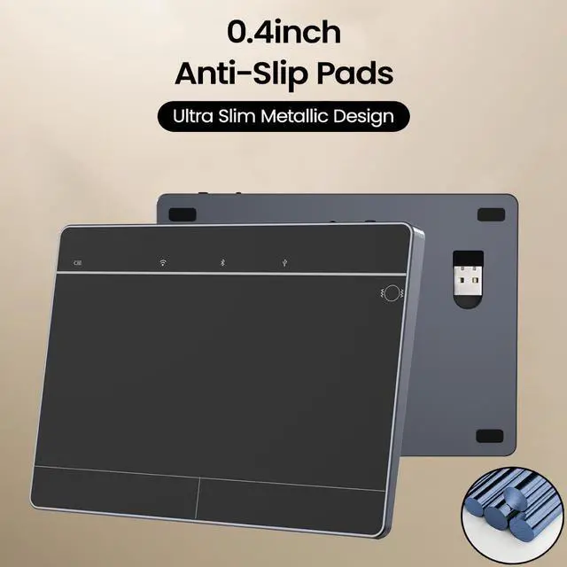 Alt view image 2 of 7 - Wireless & Wired Touchpad Mouse Bluetooth/2.4G/USB-C, with Left/Right Buttons, Supports Windows/macOS, Multi-Gesture Control & Precision Trackpad