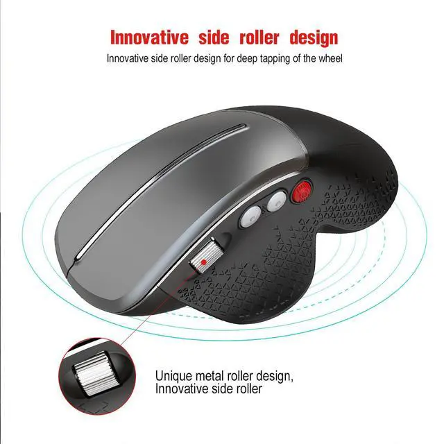 Alt view image 4 of 7 - Ergonomic Vertical 2.4GHz Wireless Mouse Reduce Wrist Strain with Natural Handshake Grip, Adjustable DPI for Precision Control