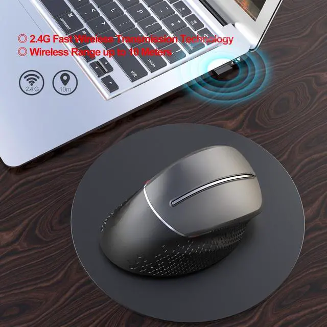Alt view image 5 of 7 - Ergonomic Vertical 2.4GHz Wireless Mouse Reduce Wrist Strain with Natural Handshake Grip, Adjustable DPI for Precision Control