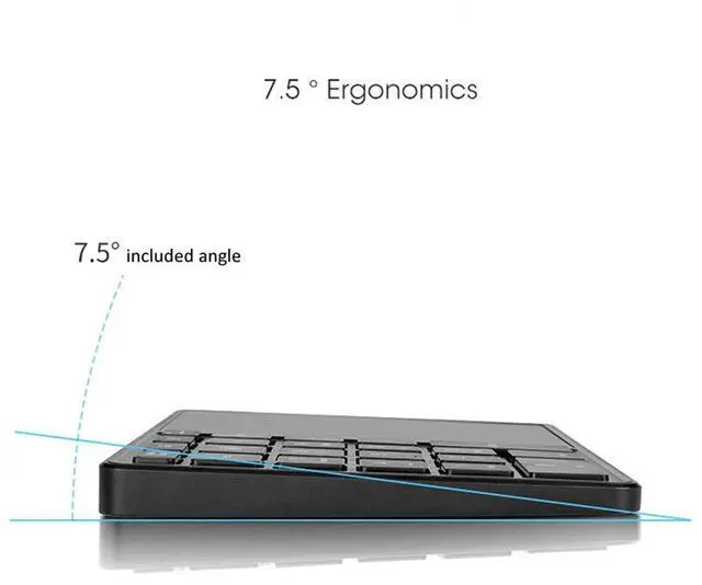 Alt view image 5 of 7 - 2.4GHz Wireless Numeric Keypad with Touchpad 22-Key Mini Keyboard, Multi-Device Switching for Office/Data Entry - black