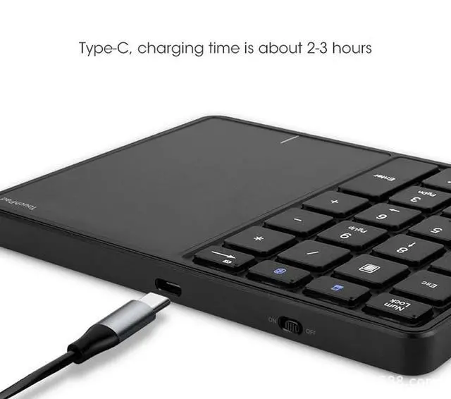 Alt view image 6 of 7 - 2.4GHz Wireless Numeric Keypad with Touchpad 22-Key Mini Keyboard, Multi-Device Switching for Office/Data Entry - black