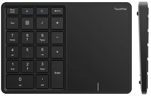 Alt view image 2 of 7 - 2.4GHz Wireless Numeric Keypad with Touchpad 22-Key Mini Keyboard, Multi-Device Switching for Office/Data Entry - black