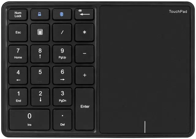 Alt view image 4 of 7 - 2.4GHz Wireless Numeric Keypad with Touchpad 22-Key Mini Keyboard, Multi-Device Switching for Office/Data Entry - black