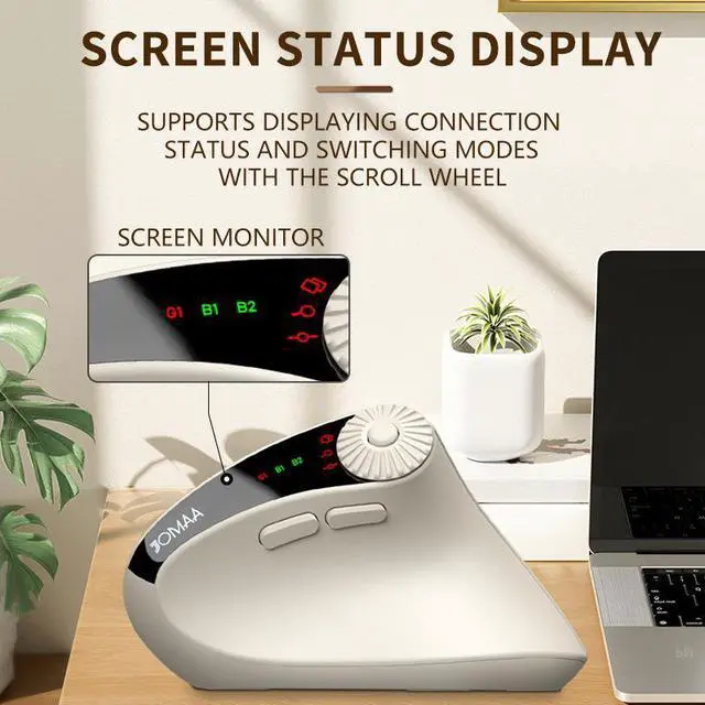 Alt view image 4 of 7 - Ergonomic Vertical Mouse, 2.4G + Bluetooth Dual-Mode Wireless, Rechargeable, 4-Level DPI, Silent Clicks for Office/Business - beige