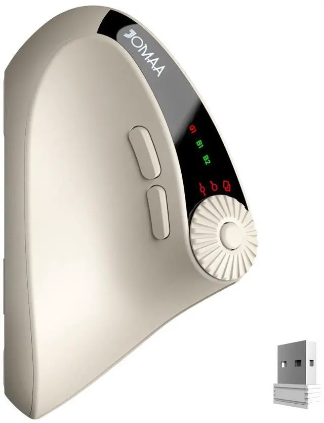 Alt view image 2 of 7 - Ergonomic Vertical Mouse, 2.4G + Bluetooth Dual-Mode Wireless, Rechargeable, 4-Level DPI, Silent Clicks for Office/Business - beige