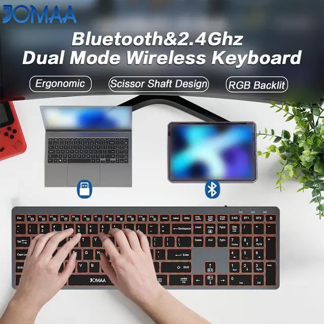 Alt view image 5 of 7 - Multi-Device Wireless Bluetooth Keyboard for Laptop RGB Backlit & Silent Keys for Office, Business & Home Use