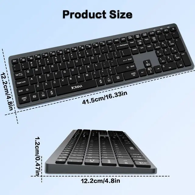Alt view image 6 of 7 - Multi-Device Wireless Bluetooth Keyboard for Laptop RGB Backlit & Silent Keys for Office, Business & Home Use