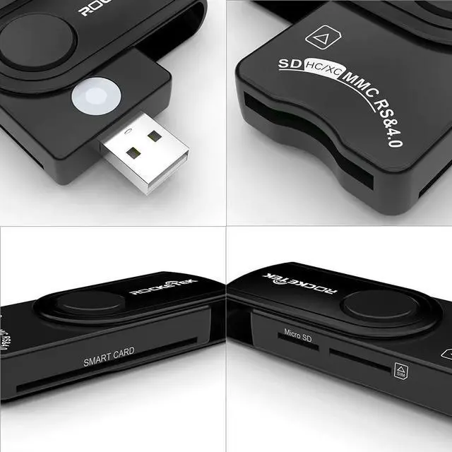Alt view image 6 of 6 - USB 2.0 Smart Card Reader with SD/TF/SIM Slots Multi-Function Tax Declaration Reader for IC Bank Cards, National ID, CAC, ATM & Memory Cards