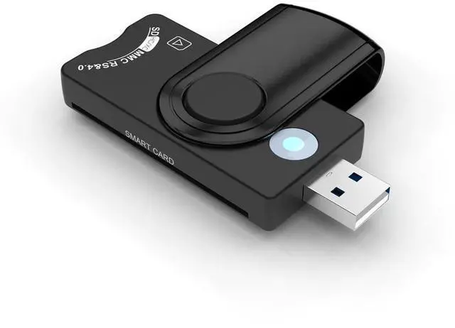 Main image of USB 2.0 Smart Card Reader with SD/TF/SIM Slots Multi-Function Tax Declaration Reader for IC Bank Cards, National ID, CAC, ATM & Memory Cards
