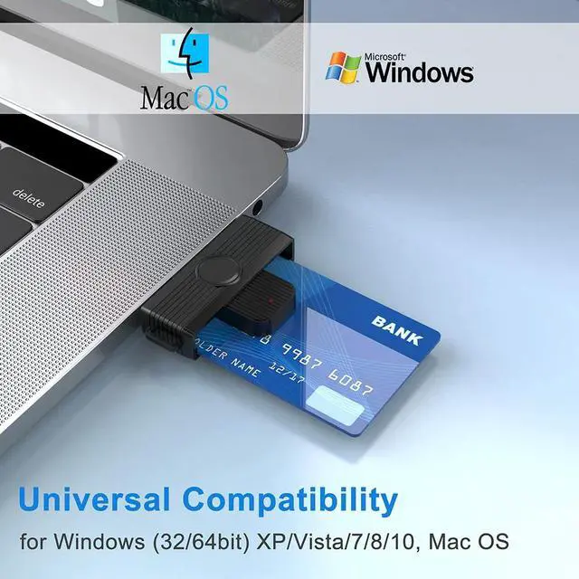 Alt view image 5 of 7 - USB Smart Card Reader Supports Smart Card/SIM/ID/CAC, USB 2.0 CCID, ISO 7816 Compliant, Plug-and-Play for Windows, Linux, macOS
