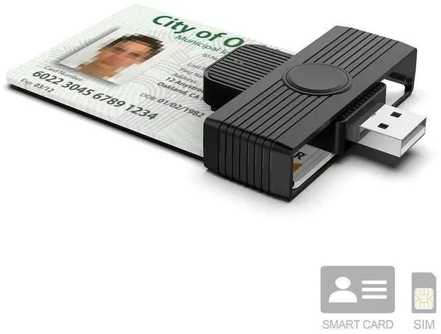 Main image of USB Smart Card Reader Supports Smart Card/SIM/ID/CAC, USB 2.0 CCID, ISO 7816 Compliant, Plug-and-Play for Windows, Linux, macOS