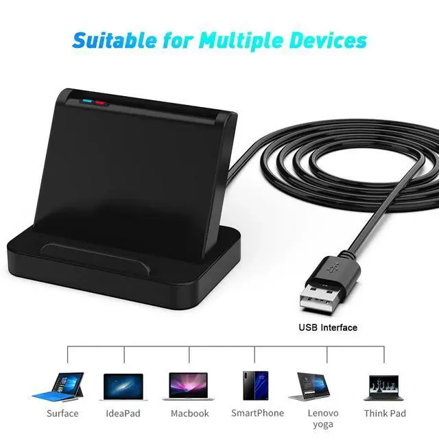 Alt view image 3 of 7 - Smart CAC Card Reader with Phone Stand USB 2.0 for SIM / IC / ATM / ID / Tax Declaration, Multi-OS Smart Chip Card Reader
