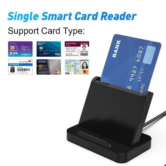 Alt view image 2 of 7 - Smart CAC Card Reader with Phone Stand USB 2.0 for SIM / IC / ATM / ID / Tax Declaration, Multi-OS Smart Chip Card Reader