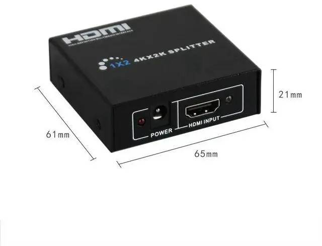 Alt view image 3 of 5 - 4K x 2K HDMI 1x2 Splitter 1 Input 2 Output High-Speed Video Duplicator, Supports 3D, Audio Sync, for Gaming Console / PC / Blu-ray