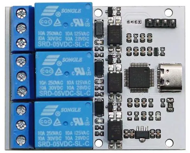 Main image of USB Relay Serial Control Relay Module 3Channel, Type-C Interface, Optocoupler Protection, PC Software Control DSTUR-T30