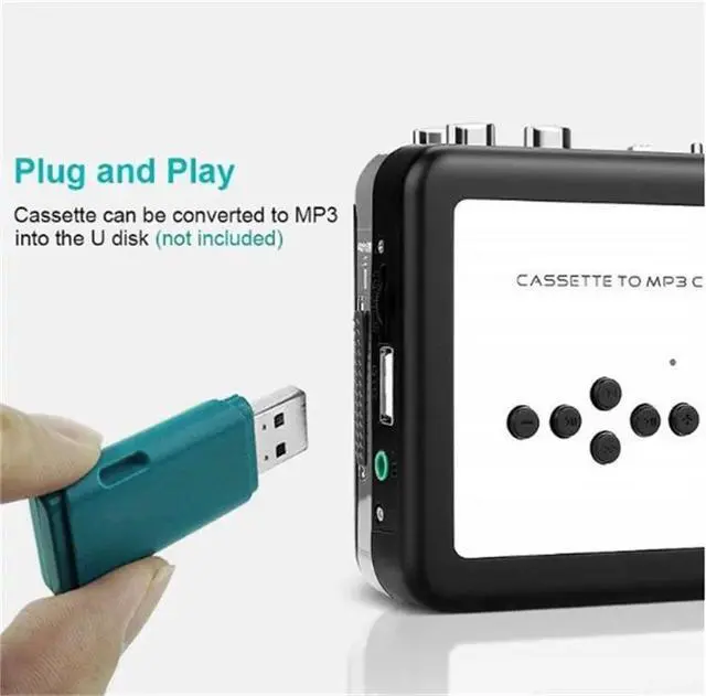 Alt view image 7 of 7 - Standalone Cassette to MP3 Converter Auto Reverse, Direct USB Recording, No Computer Needed, Portable Tape Player & Digitalizer - ezcap231
