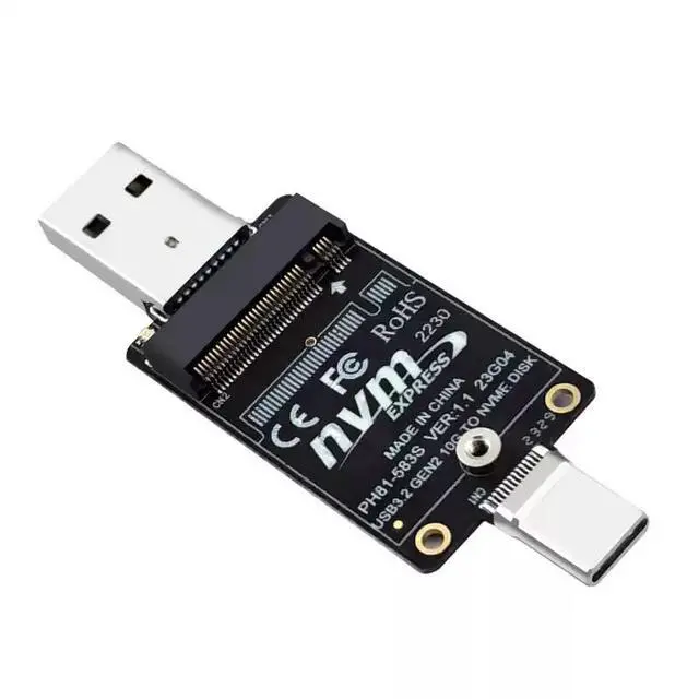 Alt view image 4 of 5 - M.2 NVMe SSD to USB-A / Type-C Dual-Interface Adapter Board JMS583 Bridge Chip, 10Gbps Transfer Speed, Portable M.2 SSD Enclosure Converter