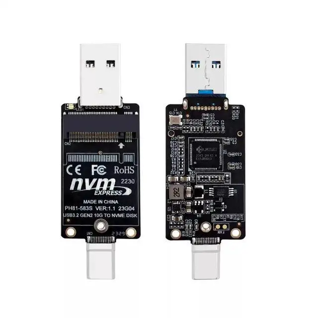 Alt view image 3 of 5 - M.2 NVMe SSD to USB-A / Type-C Dual-Interface Adapter Board JMS583 Bridge Chip, 10Gbps Transfer Speed, Portable M.2 SSD Enclosure Converter