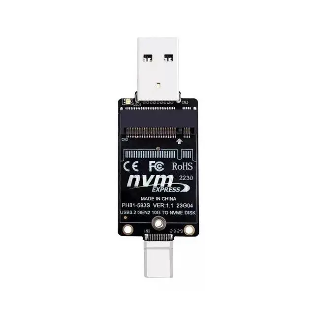 Alt view image 2 of 5 - M.2 NVMe SSD to USB-A / Type-C Dual-Interface Adapter Board JMS583 Bridge Chip, 10Gbps Transfer Speed, Portable M.2 SSD Enclosure Converter