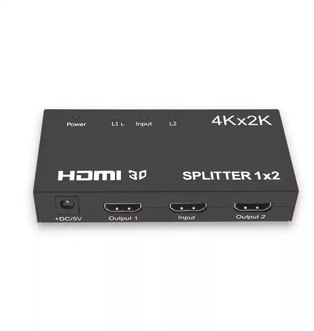 Main image of HDMI Splitter 1 in 2 Out 4K 2K UHD Video Distributor, One Input to Dual Outputs, Supports 3D, for HDTV/Projector/Gaming Console