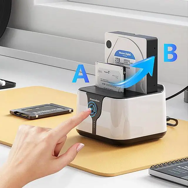 Alt view image 3 of 6 - Dual-Bay 2.5"/3.5" SATA HDD/SSD Docking Station USB 3.0, Offline Clone/Backup Duplicator, for Desktop/Laptop External Storage