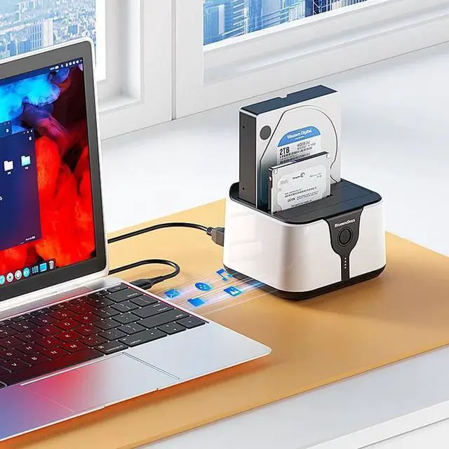 Alt view image 5 of 6 - Dual-Bay 2.5"/3.5" SATA HDD/SSD Docking Station USB 3.0, Offline Clone/Backup Duplicator, for Desktop/Laptop External Storage