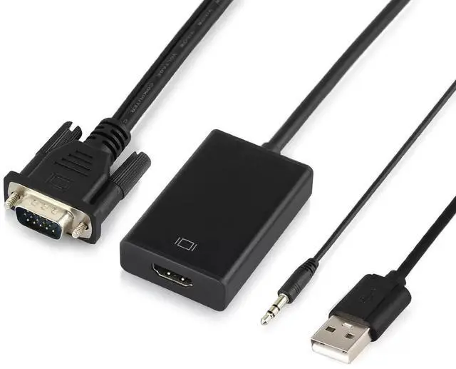 Alt view image 4 of 7 - VGA to HDMI Adapter with USB Audio & Power Male VGA to Female HDMI Converter, 1080p Video + Audio Sync, for PC/Laptop to HDTV/Projector - 25cm