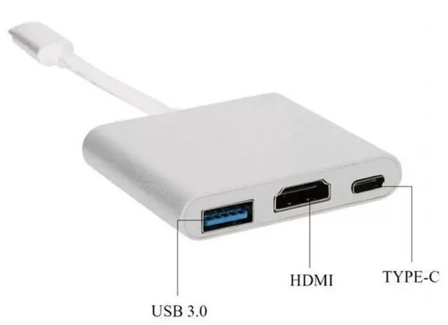 Main image of USB-C to HDMI + USB 3.0 High-Speed Adapter Aluminum 4K@30Hz Video Converter, Extends Display & Adds USB-A Port for Laptop/Phone