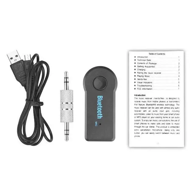 Alt view image 6 of 6 - AUX Car Bluetooth Audio Receiver 3.5mm Wireless Stereo Adapter for Car/Home Audio, Hands-Free Calling