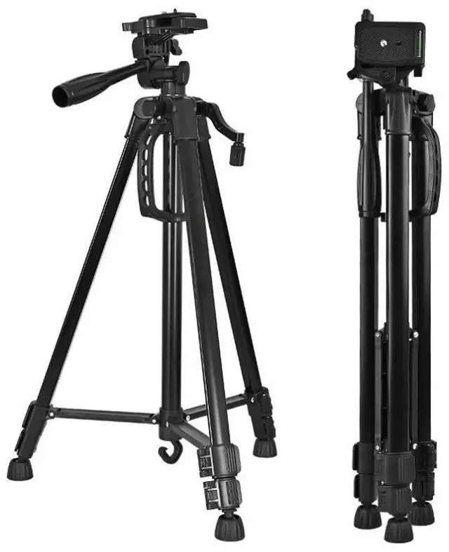 Main image of Portable 3366 Tripod Stand Multi-Function Floor Tripod for Phone/Live Streaming/Vlog/Photography, Selfie Video Recording, Lightweight & Adjustable - black