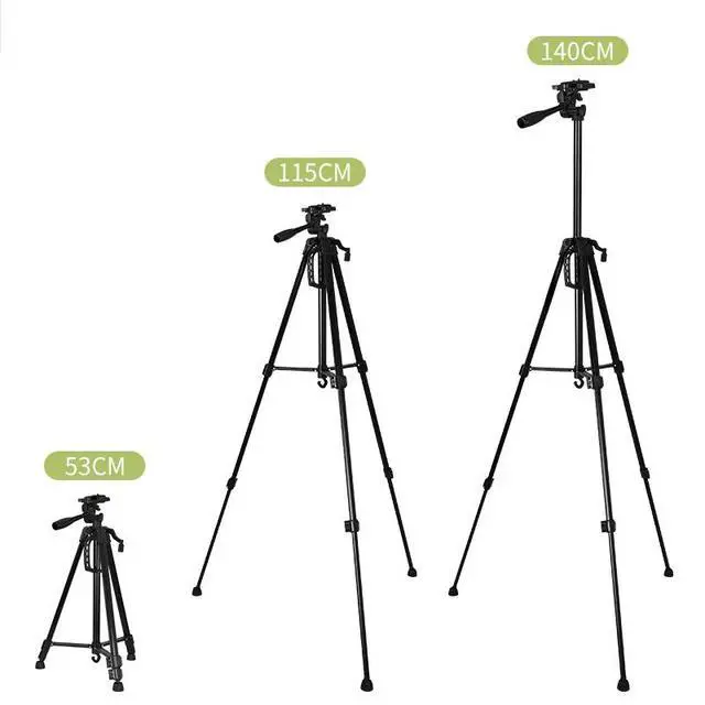 Alt view image 3 of 4 - Portable 3366 Tripod Stand Multi-Function Floor Tripod for Phone/Live Streaming/Vlog/Photography, Selfie Video Recording, Lightweight & Adjustable - black