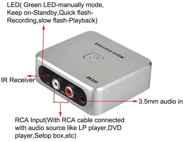 Alt view image 5 of 6 - EZCAP241 Music Digitizer Audio Capture Recorder Record Analog Music to MP3, Directly to USB Drive or SD Card (No Computer Needed), 3.5mm & L/R RCA Input