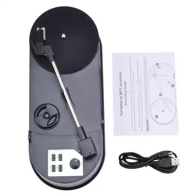 Alt view image 6 of 6 - Mini Turntable Record Player Vinyl to MP3 Converter, Portable LP Digitizer with Built-in Speaker, 33/45 RPM, Direct USB/SD Recording, No Computer Needed - ezcap613P
