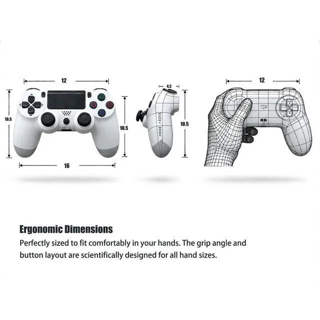 Alt view image 3 of 3 - Wireless Bluetooth P4 Gamepad with Dual Vibration and 6-Axis Gyro Compatible with PS4/PS4 Slim/Pro and PC, Ergonomic Controller for Gaming