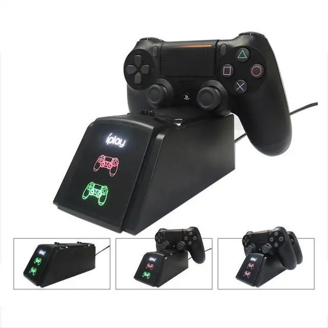 Alt view image 4 of 6 - Dual Charging Station for PS4 Controller 2-Slot Gamepad Charger Dock, Compatible with PS4/PS4 Slim/PS4 Pro, with LED Indicator- black