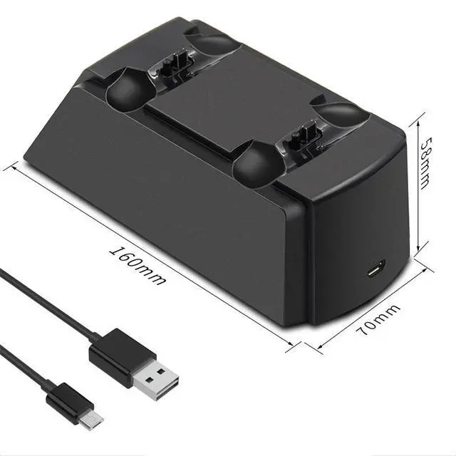 Alt view image 6 of 6 - Dual Charging Station for PS4 Controller 2-Slot Gamepad Charger Dock, Compatible with PS4/PS4 Slim/PS4 Pro, with LED Indicator- black