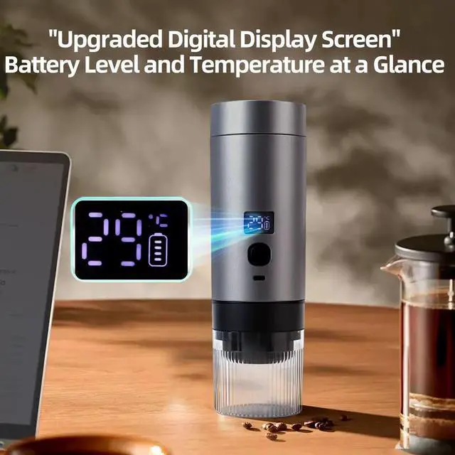 Alt view image 2 of 7 - Wireless Portable Espresso Machine Rechargeable Battery Powered, Supports Coffee Capsules & Grounds, 20Bar Pressure, Compact Travel Design