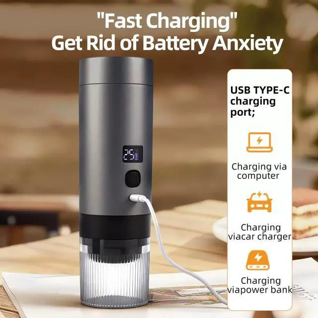 Alt view image 4 of 7 - Wireless Portable Espresso Machine Rechargeable Battery Powered, Supports Coffee Capsules & Grounds, 20Bar Pressure, Compact Travel Design