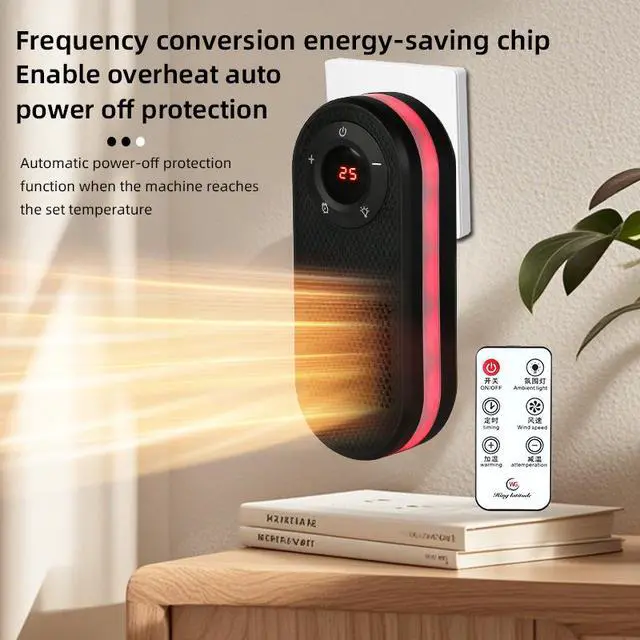 Alt view image 4 of 7 - Desktop Small Heater PTC Ceramic Silent Electric Heater with Digital Display for Home Office Use