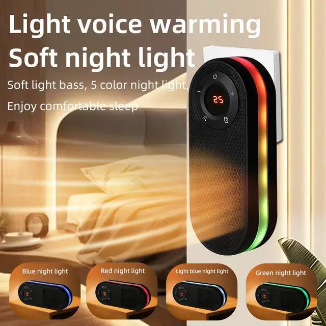 Alt view image 2 of 7 - Desktop Small Heater PTC Ceramic Silent Electric Heater with Digital Display for Home Office Use