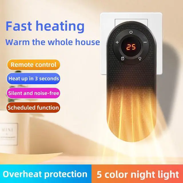 Alt view image 5 of 7 - Desktop Small Heater PTC Ceramic Silent Electric Heater with Digital Display for Home Office Use