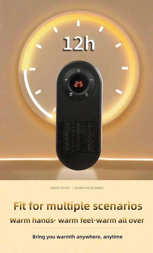 Alt view image 7 of 7 - Desktop Small Heater PTC Ceramic Silent Electric Heater with Digital Display for Home Office Use