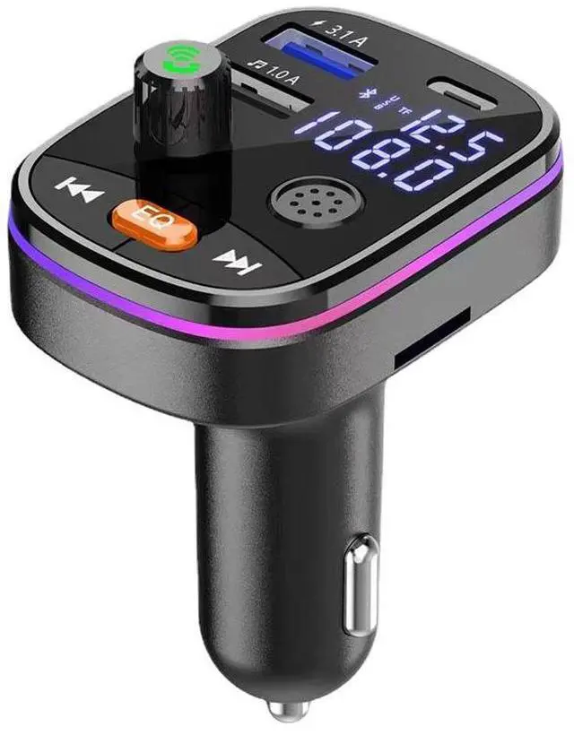 Main image of RGB Car Bluetooth FM Transmitter Wireless MP3 Player with Colorful Ambient Light, Quick Charge 3.0/PD, Hands-Free Phone Calls, for Smartphones