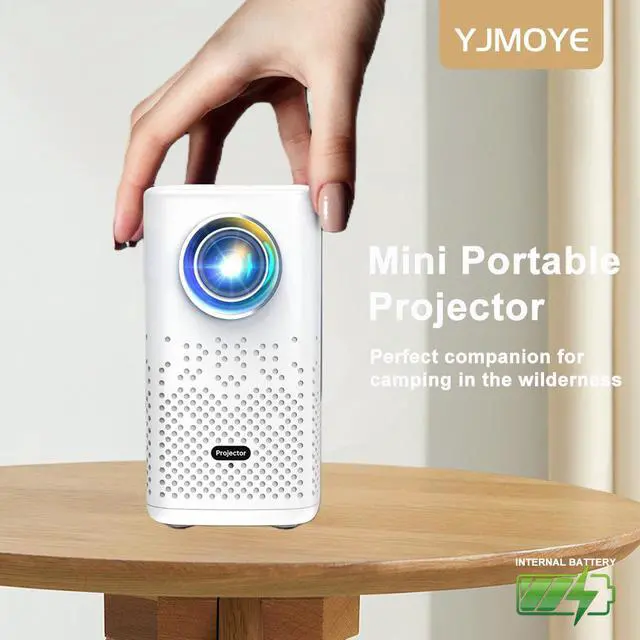 Alt view image 2 of 7 - Rechargeable Battery-Powered Mini Projector 4K Supported, Auto Keystone Correction, WiFi & Bluetooth, Compact Portable for Home Theater, Camping & Travel