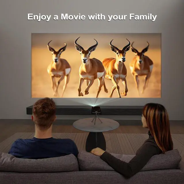 Alt view image 5 of 7 - Portable 4K LED DLP Mini Smart Projector 1080p Native, Auto Focus, for Home/Outdoor Movie & Gaming