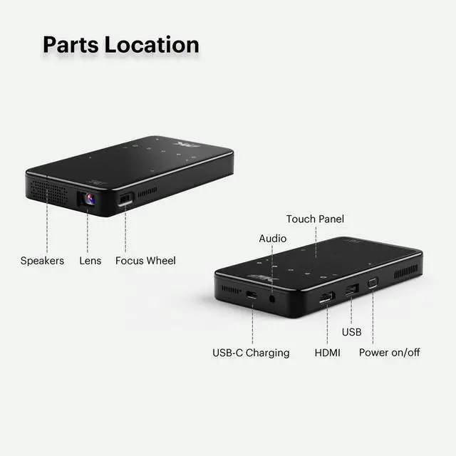 Alt view image 7 of 7 - Portable 4K LED DLP Mini Smart Projector 1080p Native, Auto Focus, for Home/Outdoor Movie & Gaming