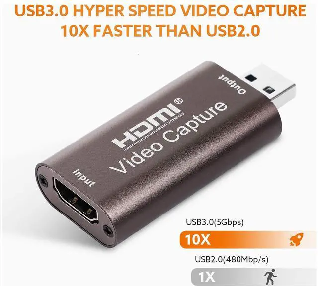 Alt view image 3 of 5 - HDMI Video Capture Card 1080P 60Hz USB 3.0 to HDMI Adapter, Live Streaming / Recording / Gaming, Plug-and-Play, No Driver Needed
